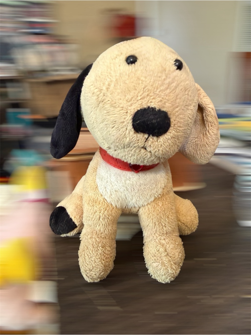 Beige Plush Toy with Red Collar – Soft Plushie